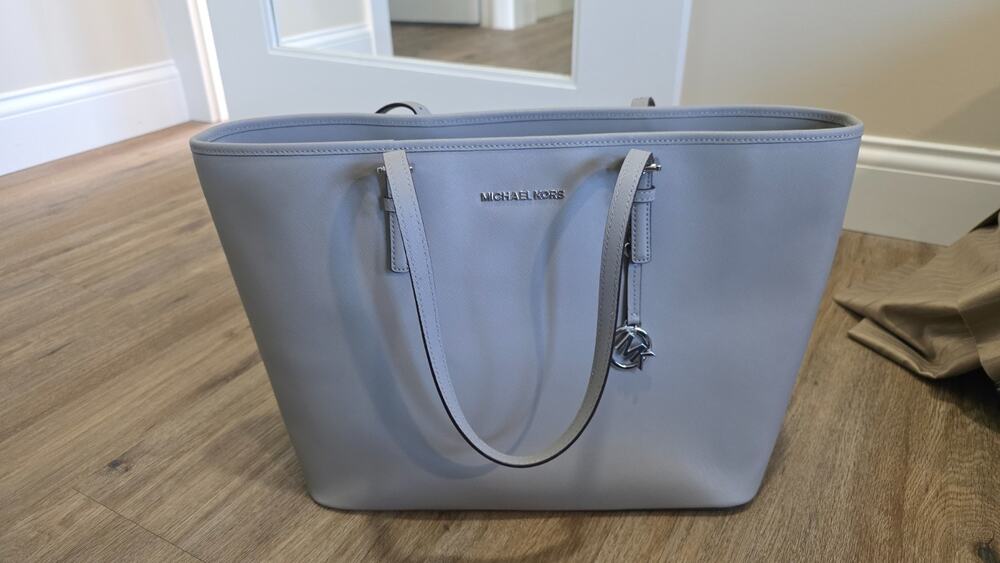 Michael Kors LG TOTE TRAVEL HANDBAG BAG LEATHER Gray